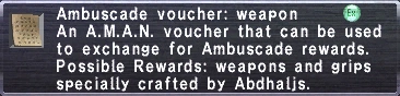 FFXIclopedia 上的 Ambuscade Voucher: Weapon